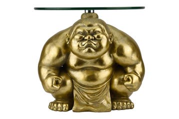 Bijzettafel SUMO 30 cm rond glas goud - 48013, Huis en Inrichting, Tafels | Sidetables, Ophalen of Verzenden, Nieuw