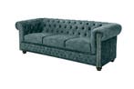 Chesterfield 3-zitsbank 205cm petrol fluweel gouden, Huis en Inrichting, Banken | Bankstellen, Ophalen of Verzenden, Nieuw