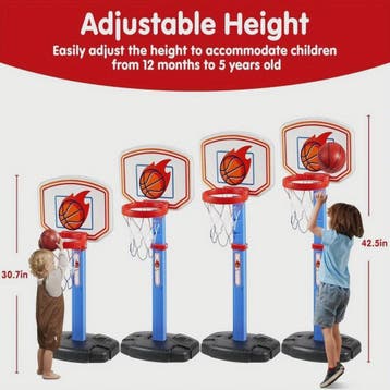 Verstelbare Peuter Basketbal Arcade Set met 4 Ballen - Leuk, Sport en Fitness, Basketbal, Verzenden, Nieuw