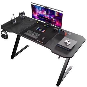 Gamingbureau 120cm met LED, USB en Carbon Blad - Zwart Desk, Huis en Inrichting, Bureaus, Verzenden, Elektrisch, Nieuw