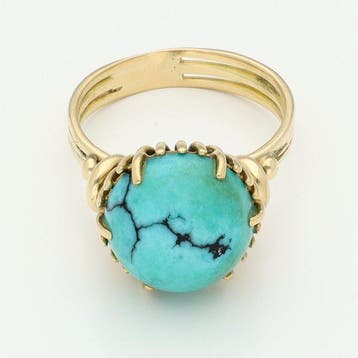 Ring - 18 karaat Geel goud - Turquoise, Nieuw