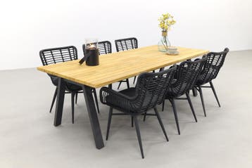VDG Jasmin Black/Ambassador 240x100 cm. tuinset - 7 delig, Verzenden, Nieuw, Overige materialen, Tuinset