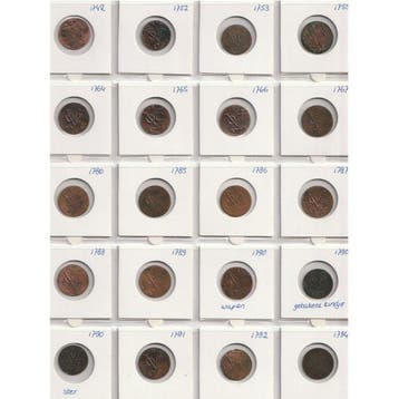 VOC - Utrecht. V.O.C. Duiten 1742 t/m 1794 (lot van 20