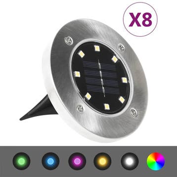 vidaXL Grondlampen 8 st solar LED RGB-kleur, Zonne-energie, Kunststof, Verzenden, Nieuw
