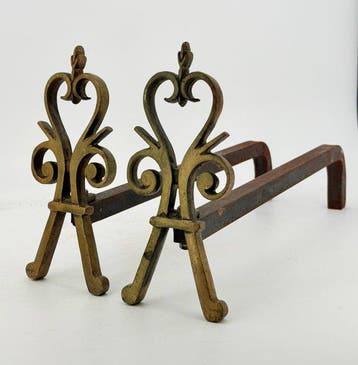 Vuurbok (2) - Brons, IJzer - Klassieke decoratie