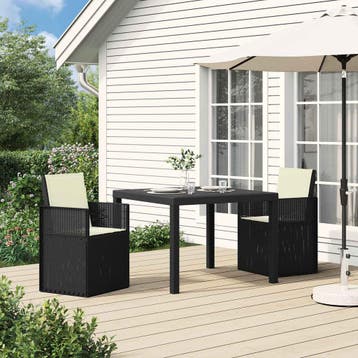 vidaXL Tuin eettafelset 3 st Antraciet- en crèmekleurig PP, Verzenden, Nieuw, Textileen, 3 zitplaatsen