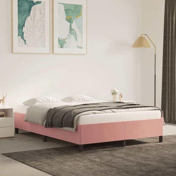 vidaXL Bedframe zonder matras 140x190 cm fluweel roze, Verzenden, Stof, Nieuw, Tweepersoons