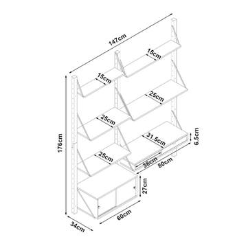 Wandrek Tingvoll 176x147x34 cm bamboe naturel [en.casa], Huis en Inrichting, Woonaccessoires | Wandplanken en Boekenplanken, Verzenden