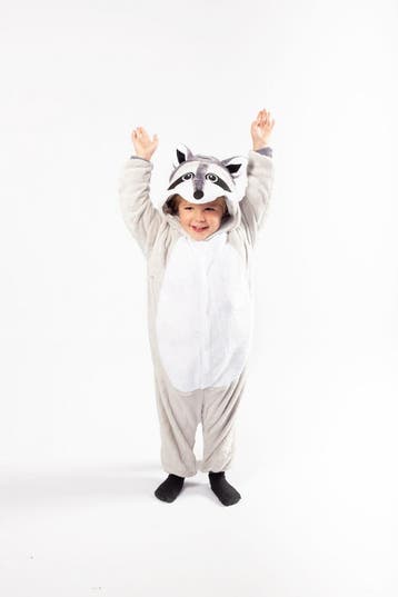 KIMU® Onesie Grijze Wasbeer Pakje 116-122 Wasbeerpak Kostuum, Ophalen of Verzenden, Nieuw