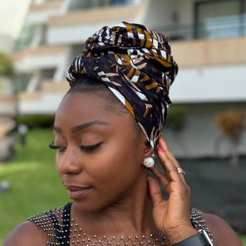 Afrikaanse  Bruine Mix Feathers hoofddoek - headwrap, Ophalen of Verzenden, Nieuw