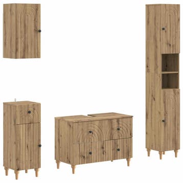 vidaXL 4-delige Badkamerkast Set ALKMAAR Artisanaal eiken, Verzenden, Nieuw