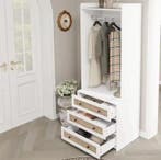 Witte Boho Kledingkast met 3 Lades – 70×48×180 cm, Stabiel, Huis en Inrichting, Verzenden, Nieuw