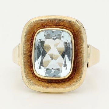 Ring - 14 karaat Geel goud Aquamarijn, Nieuw