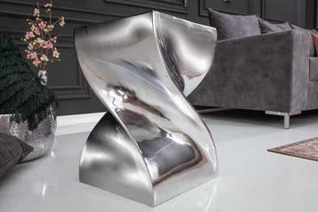 Sculpturale bijzettafel TWIST 30cm zilver gepolijst, Ophalen of Verzenden, Nieuw