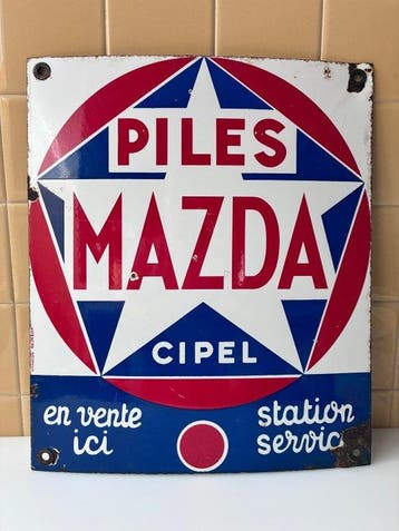 Piles Mazda - Emaille plaat - Staal, Emaille