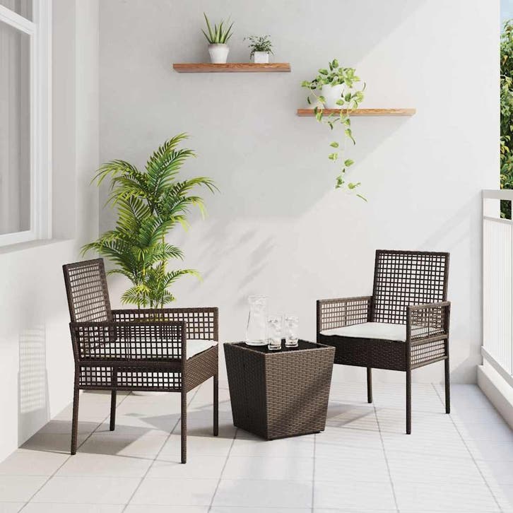 vidaXL Tuin Bistro Set 3 pcs Bruin poly rattan, Tuin en Terras, Tuinsets en Loungesets, Nieuw, Rotan, Verzenden