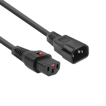 IEC C13 Lock Naar C14 Voedingskabel 2M Zwart - AK5034, Verzenden, Nieuw, Overige typen