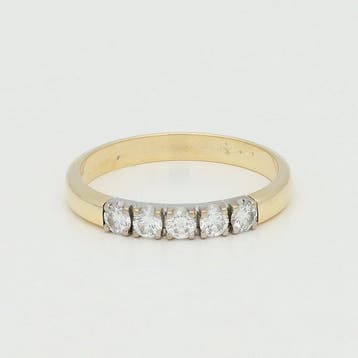 Ring - 14 karaat Geel goud, Witgoud Diamant (Natuurlijk), Sieraden, Tassen en Uiterlijk, Ringen, Nieuw