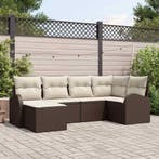 vidaXL Tuinbankenset Bruin poly rattan, Verzenden, Nieuw, Rotan, 6 zitplaatsen