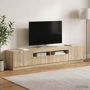 vidaXL LED tv-meubel HOORN 3 st Sonoma Eiken Bewerkt hout, Minder dan 50 cm, Verzenden, Nieuw, Minder dan 100 cm