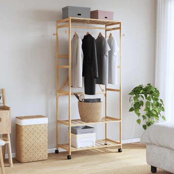 vidaXL Kledingrek met schappen en wielen 90x40x179,5 cm, Verzenden, Nieuw