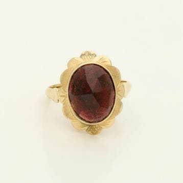 Ring - 14 karaat Geel goud - 3.07ct. tw. Granaat, Nieuw