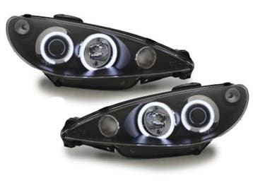 Koplampen Peugeot 206 02-07 (ook GTI) CCFL angel eyes zwart, Ophalen of Verzenden, Nieuw