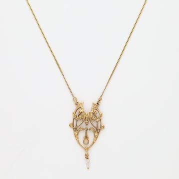 Ketting met hanger - 14 karaat Geel goud Parel - Opaal