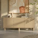 *WOONWINKEL* Dressoir Met Grote Ribbels Zandkleur 180 Cm, Huis en Inrichting, Kasten | Dressoirs, Verzenden, Nieuw