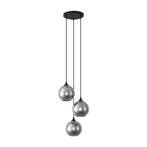 Art deco hanglamp zwart met smoke glas 3-lichts - Wallace, Huis en Inrichting, Lampen | Hanglampen, Verzenden, Nieuw, Glas, Art Deco