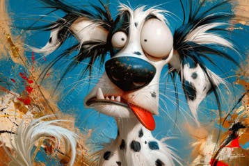 John Joseb Art glasschilderij grappige hond, abstract, humor, Oorspronkelijke maker, Verzenden, Nieuw, Schilderij