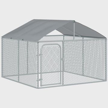 PawHut Grote Buitenren voor Honden met Dak - Gevl. Staal - 2, Verzenden, Nieuw