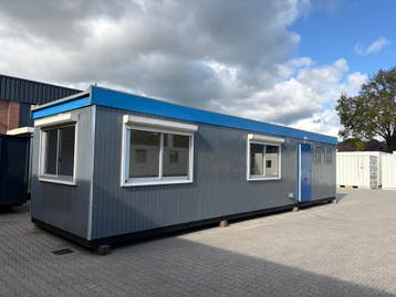 Kantoorunit 12x3 mtr met Wastrog RVS  en Toilet, Ophalen of Verzenden