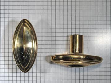 Knop ovaal geel messing 67 x 29 mm, Verzenden, Nieuw