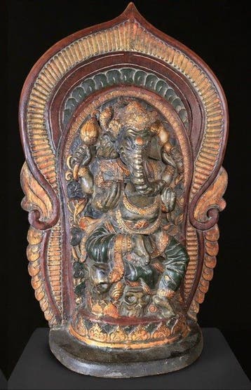 Große balinesische Ganesha-Wandnische - Bloksnijwerk/relief