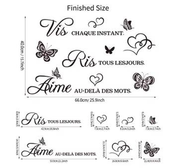 Franse Quote Muursticker “Vis Ris Aime” Wanddecoratie, Verzenden, Nieuw