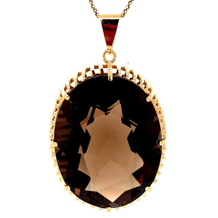 Gouden hanger met rookkwarts 14 krt, Sieraden, Tassen en Uiterlijk, Kettinghangers, Ophalen of Verzenden