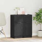 vidaXL Dressoir 2 pcs Zwart Eiken 30 x 30 x 70 cm Bewerkt, Verzenden, Nieuw, Overige houtsoorten, Minder dan 50 cm