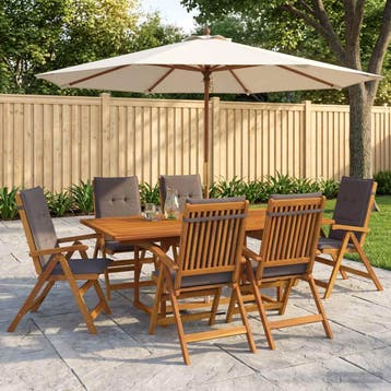 vidaXL Buiten Eetset met Parasol 8 st 6-zits Antraciet, Verzenden, Nieuw, 8 zitplaatsen