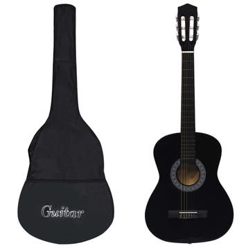 vidaXL Gitaar klassiek beginner met tas 3/4 36 zwart, Verzenden, Nieuw