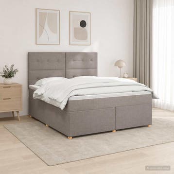 vidaXL Boxspringbed met matras met hoofdeinde Taupe 180 x, Verzenden, Nieuw, Tweepersoons