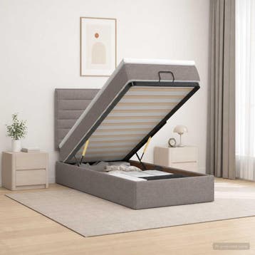 vidaXL Ottoman Bed met Matrassen en LED Taupe 80 x 200 cm, Verzenden, Nieuw, Eenpersoons