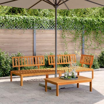 vidaXL 3-delige Loungeset pallet massief acaciahout, Tuin en Terras, Verzenden, Nieuw, Hardhout, Loungeset