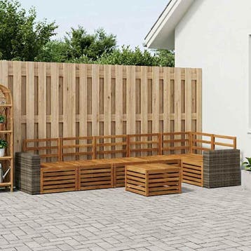 vidaXL Hoekbank Set 7 pcs Naturel Massief Acaciahout, Verzenden, Nieuw
