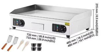 26/30 Commerciële Elektrische Platte Top Bakplaat 4400W, Verzenden, Nieuw