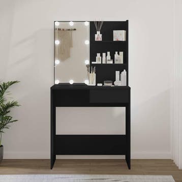 vidaXL Kaptafel met LED-verlichting 74,5x40x141 cm zwart, Huis en Inrichting, Tafels | Kaptafels, Verzenden, Nieuw