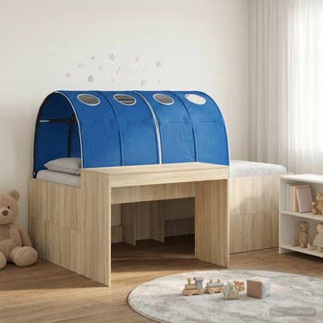vidaXL Bedframe met tunnel 3 st Sonoma eiken en blauw, Verzenden, Nieuw, Bruin, Hout