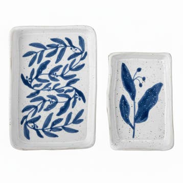 Bloomingville Aurora Schaal Blauw Aardewerk Set 2 |, Verzenden, Nieuw