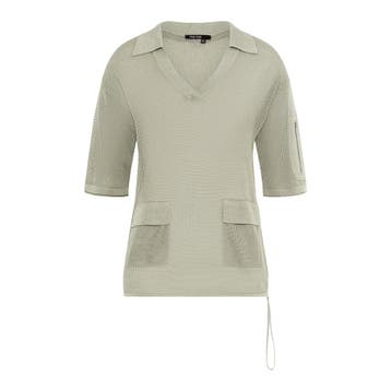 Marc Aurel • kaki mesh shirt • 36, Kleding | Dames, Marc Aurel, Verzenden, Nieuw, Maat 36 (S)