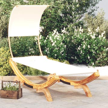 vidaXL Loungebed met luifel 100x200x126 cm massief gebogen, Verzenden, Nieuw